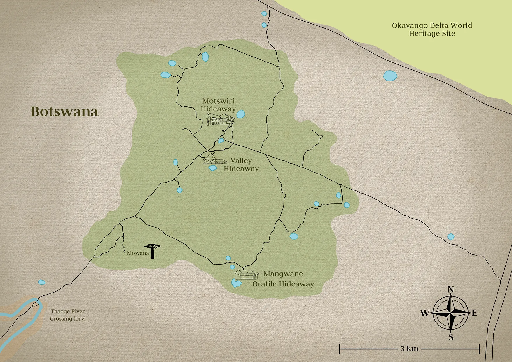 Map Botswana - Omogolo Hideaways